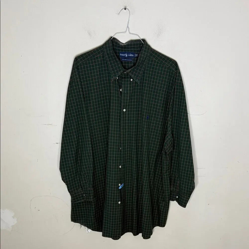 Polo by Ralph Lauren Men's Dark Green Checkered Shirt Size 3XL Big